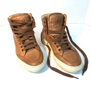 KOIO PRIMO Castagna Brown Leather High Top Sneakers Shoes Booties